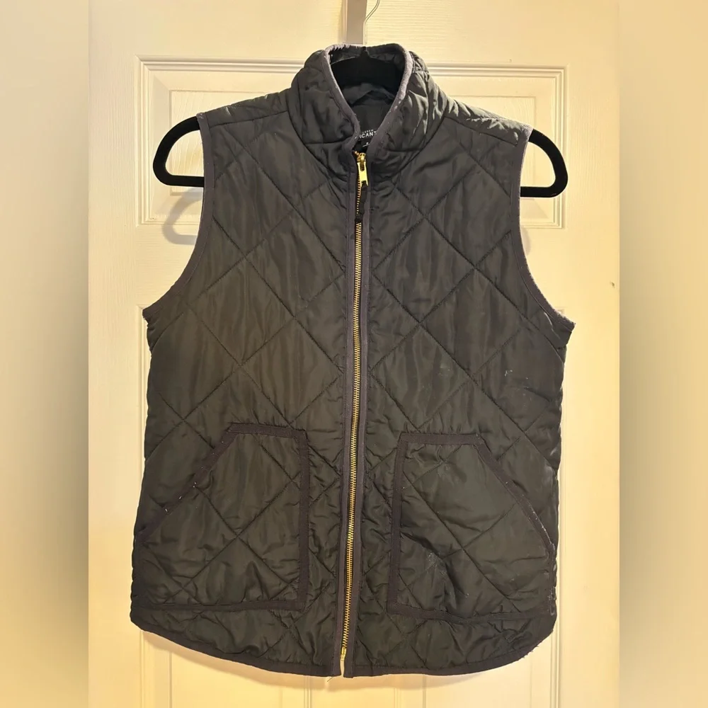 J. Crew Women's Quilted Black Vest Small